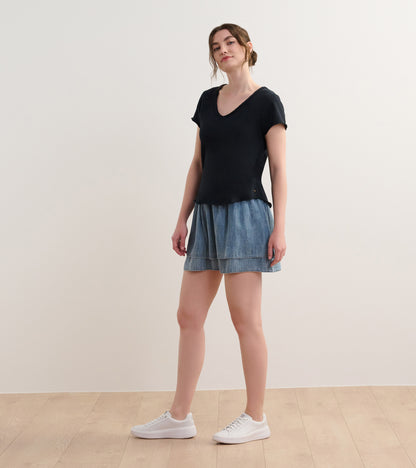 T-shirt Sadie à encolure en V – Noir