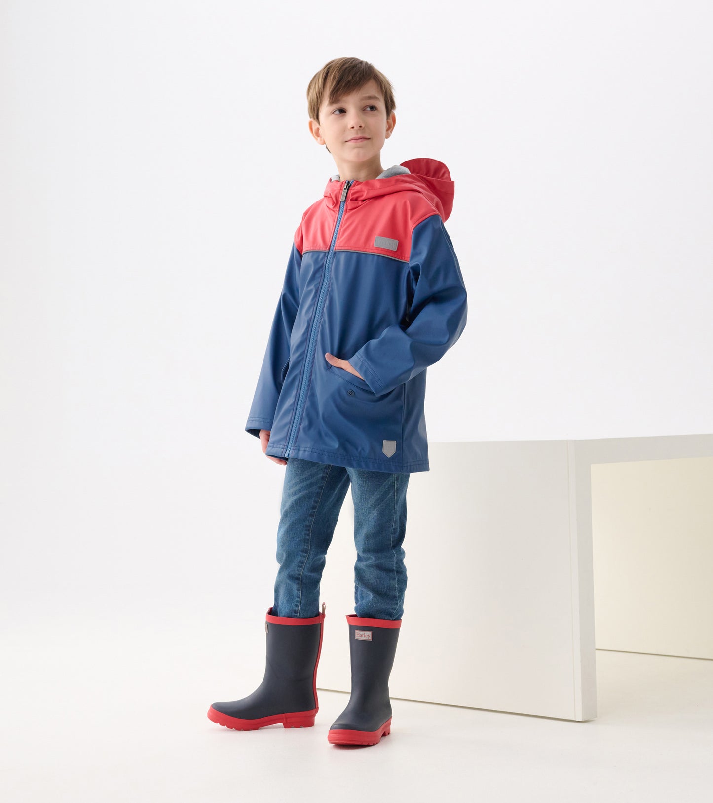 Imperméable de marin – Rouge et bleu marine