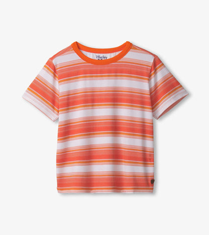 Boys Striiped Orange Bamboo Tee