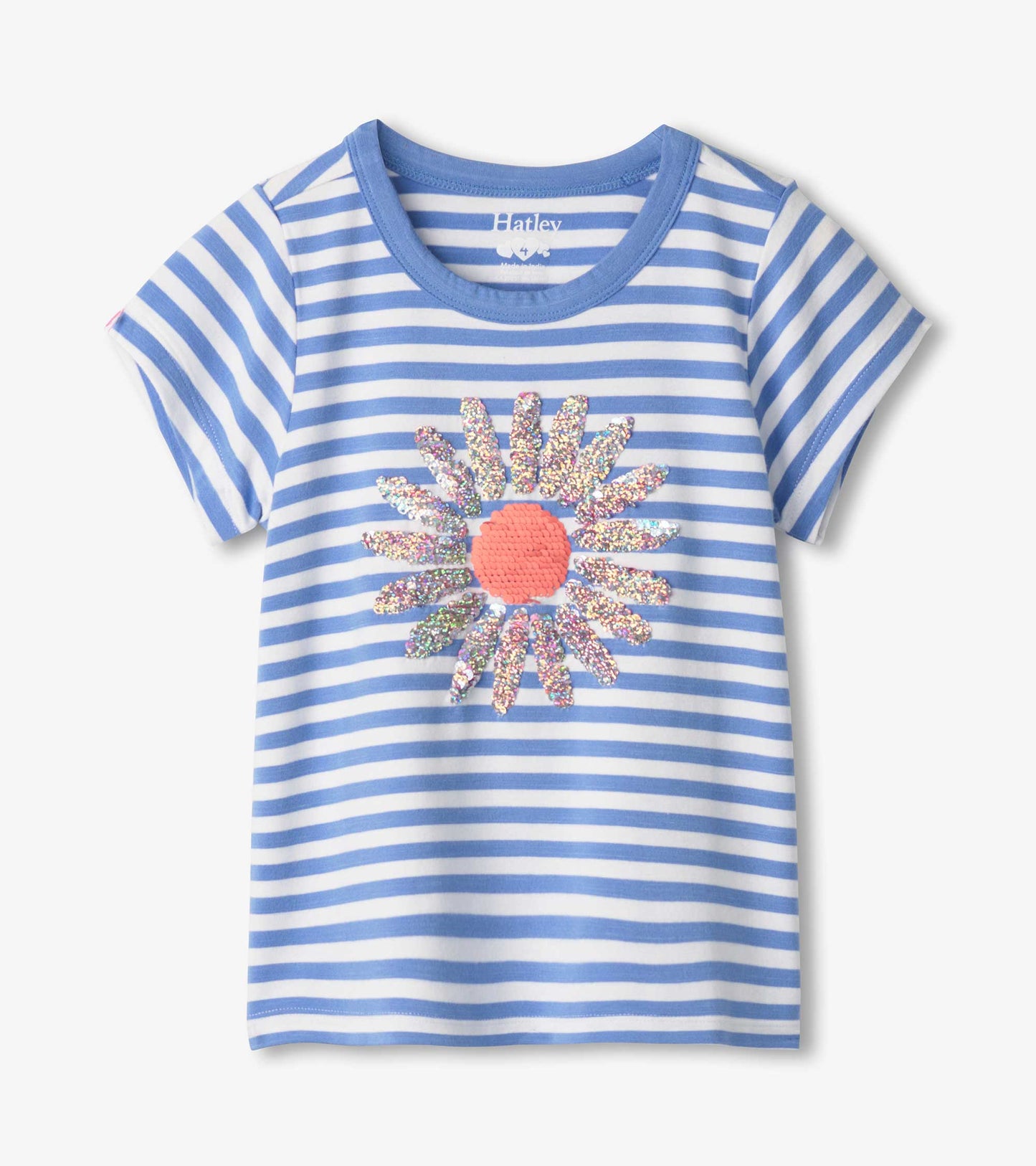 Girls Cornflower Stripes Bamboo Tee