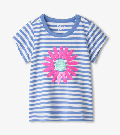 Girls Cornflower Stripes Bamboo Tee