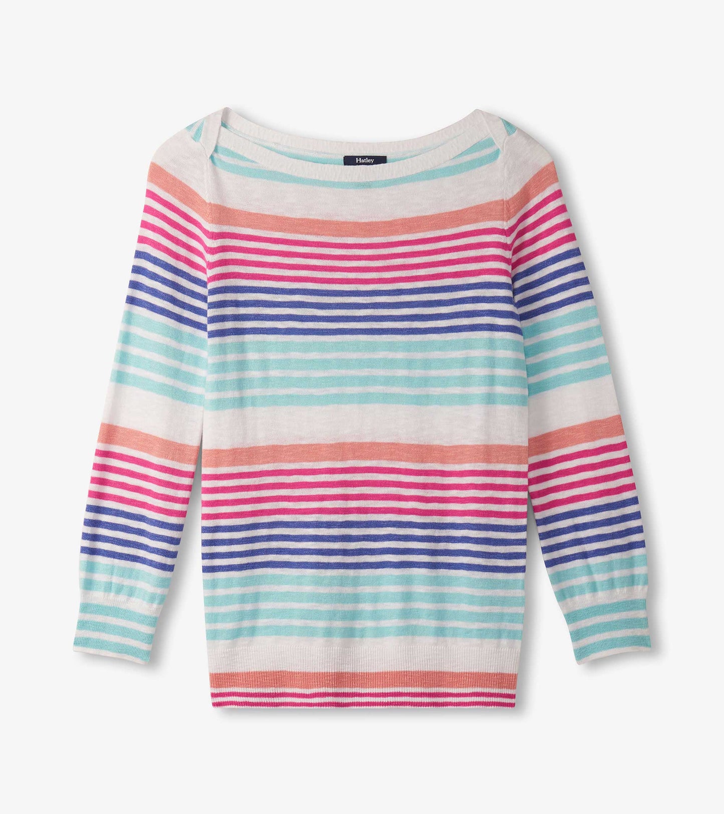 Chandail breton en tricot à manches 3/4 – Rayures cerise