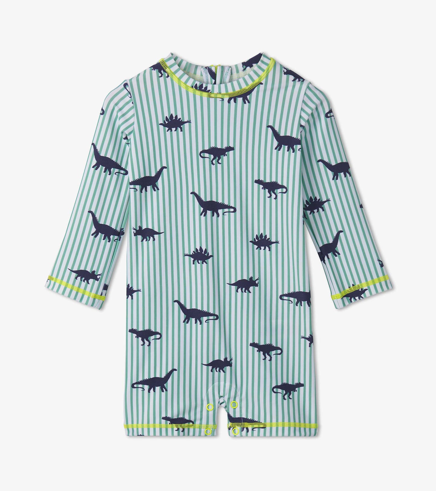 Maillot protecteur une pièce pour bébé – Dinosaures sur rayures
