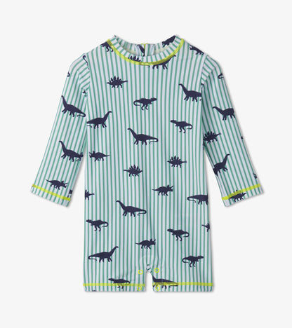 Maillot protecteur une pièce pour bébé – Dinosaures sur rayures