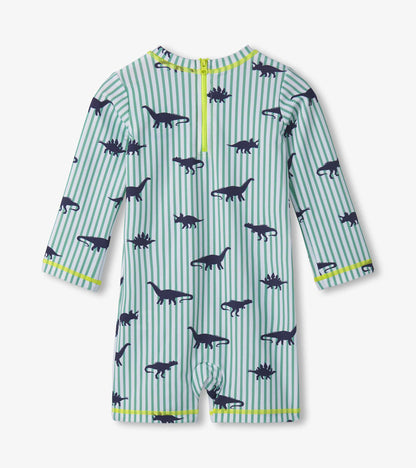 Maillot protecteur une pièce pour bébé – Dinosaures sur rayures