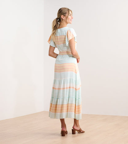 Robe Hailey – Rayures aux tons pêche