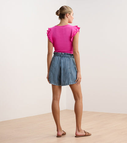 Layered Sleeve Tank - Fuchsia
