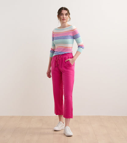 Straight Leg Linen Pants - Fuchsia