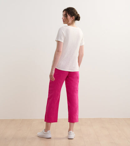 Straight Leg Linen Pants - Fuchsia