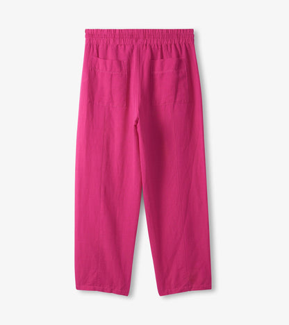 Straight Leg Linen Pants - Fuchsia