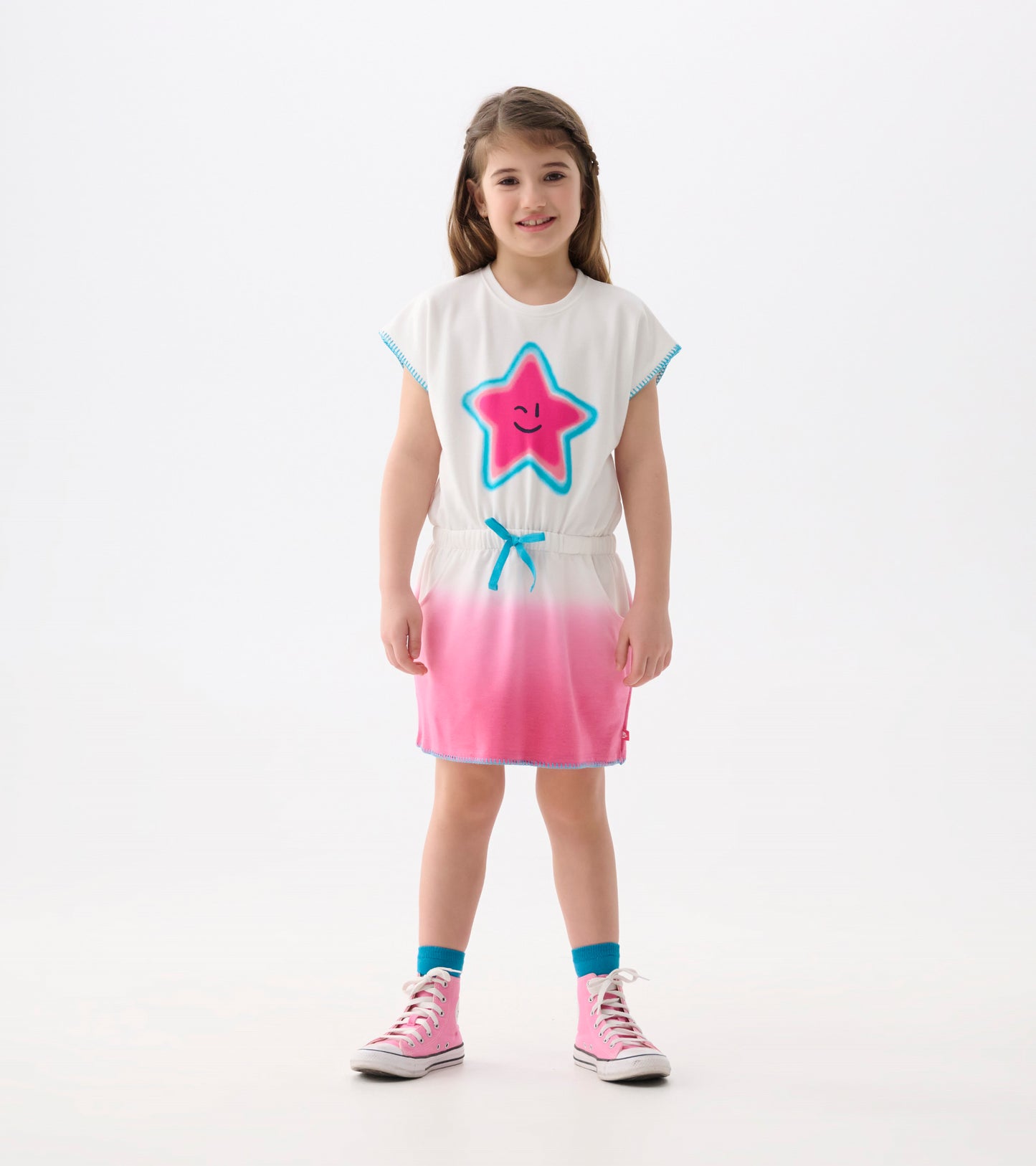 Girls Fuchsia Ombre Pull-On Dress