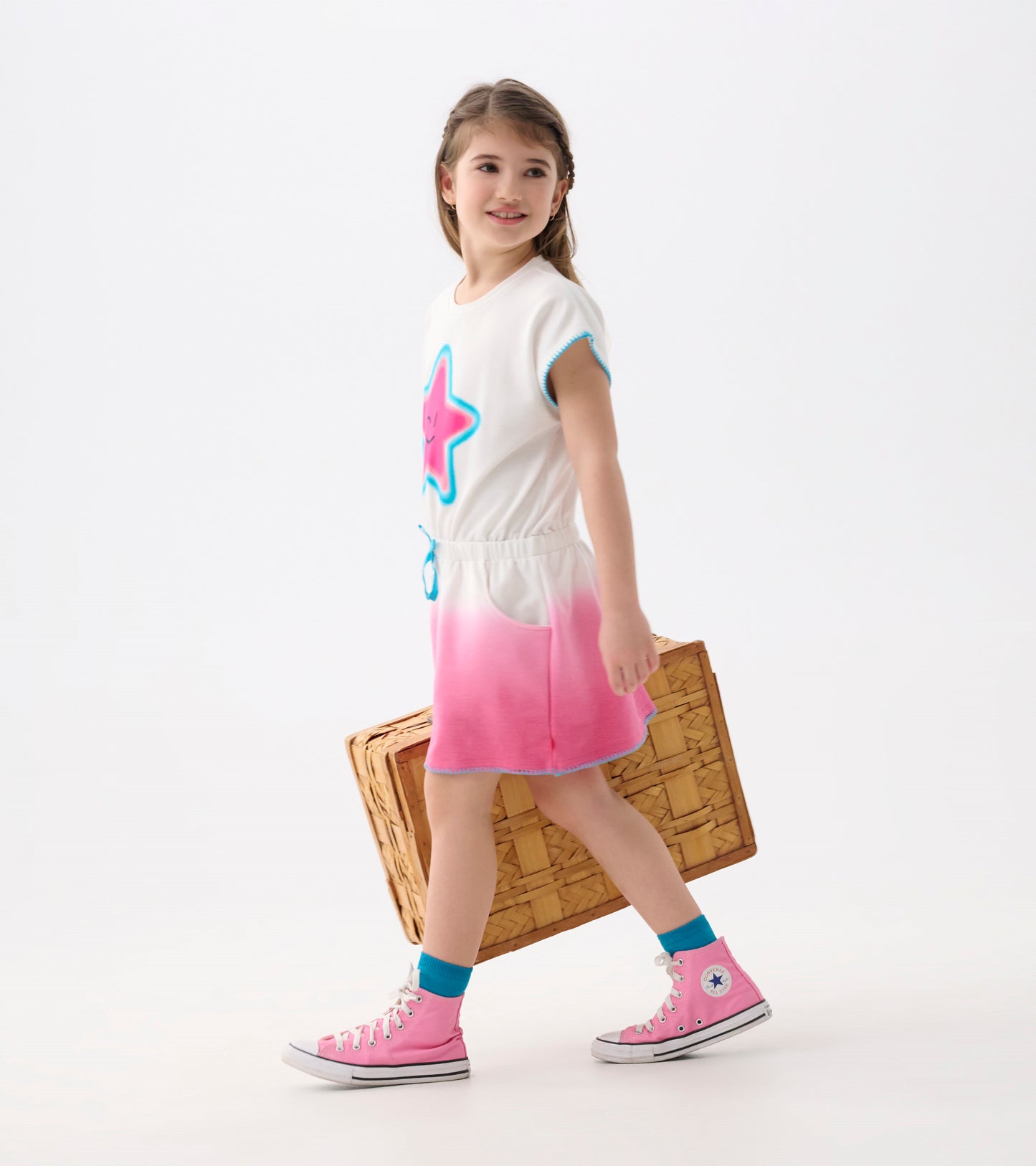 Girls Fuchsia Ombre Pull-On Dress