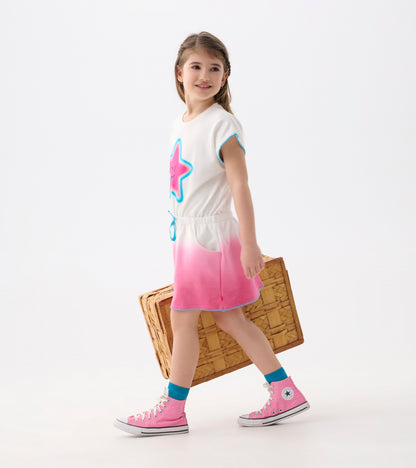 Girls Fuchsia Ombre Pull-On Dress