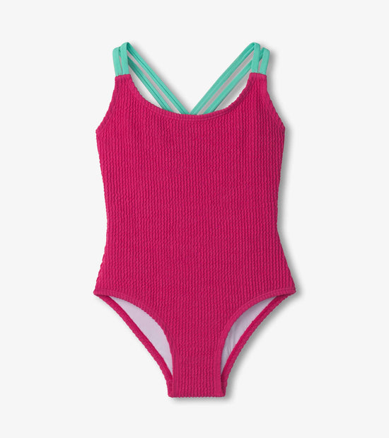 hatley Maillot de bain une pièce à bretelles croisées – Fuchsia violacé