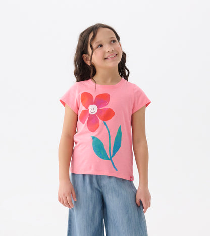 Girls Pink Daisy Graphic Tee