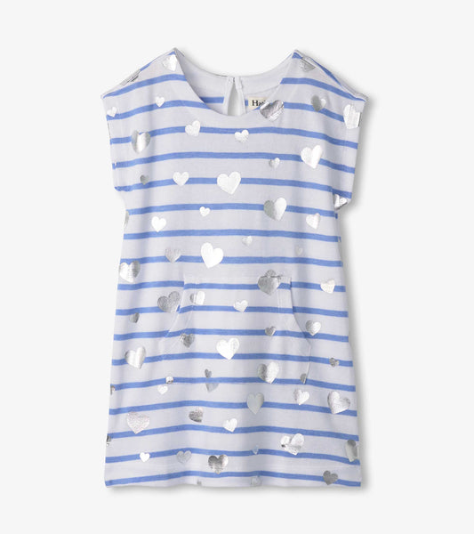 Girls Heart Stripes Slouchy Dress
