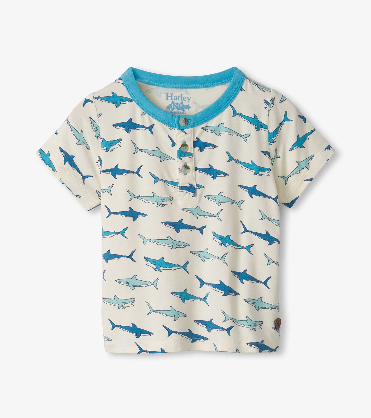 T-shirt Henley en bambou – Requins affamés