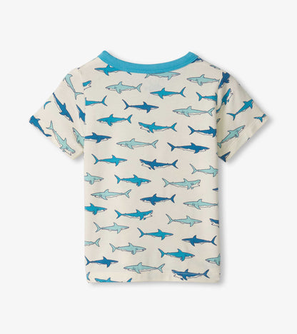 T-shirt Henley en bambou – Requins affamés