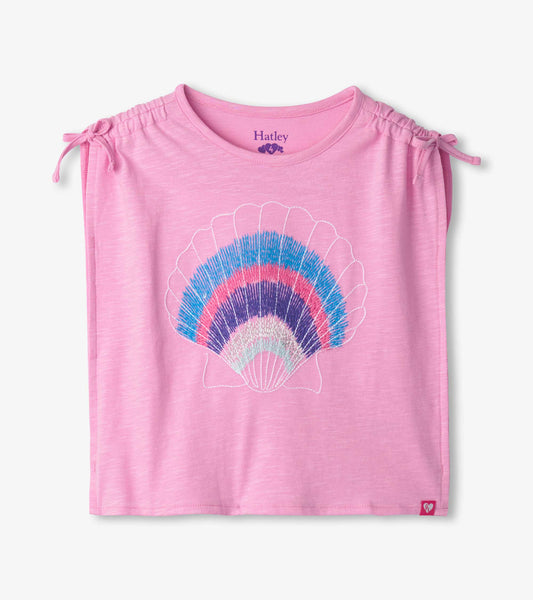 Girls Lilac Shell Cinched Shoulder Top