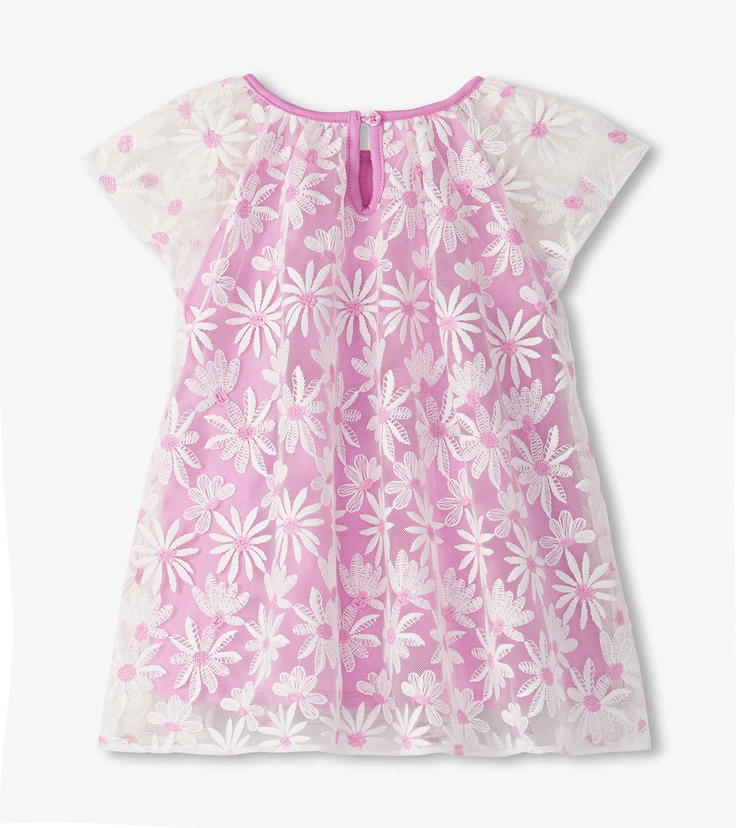 Robe en tricot à tulle superposé – Marguerites lilas