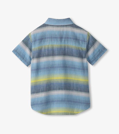 Boys Lime Green Stripes Button Down Shirt