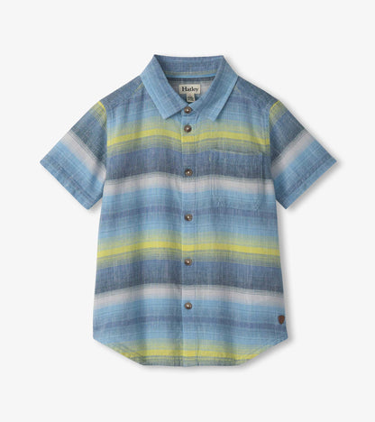 Boys Lime Green Stripes Button Down Shirt