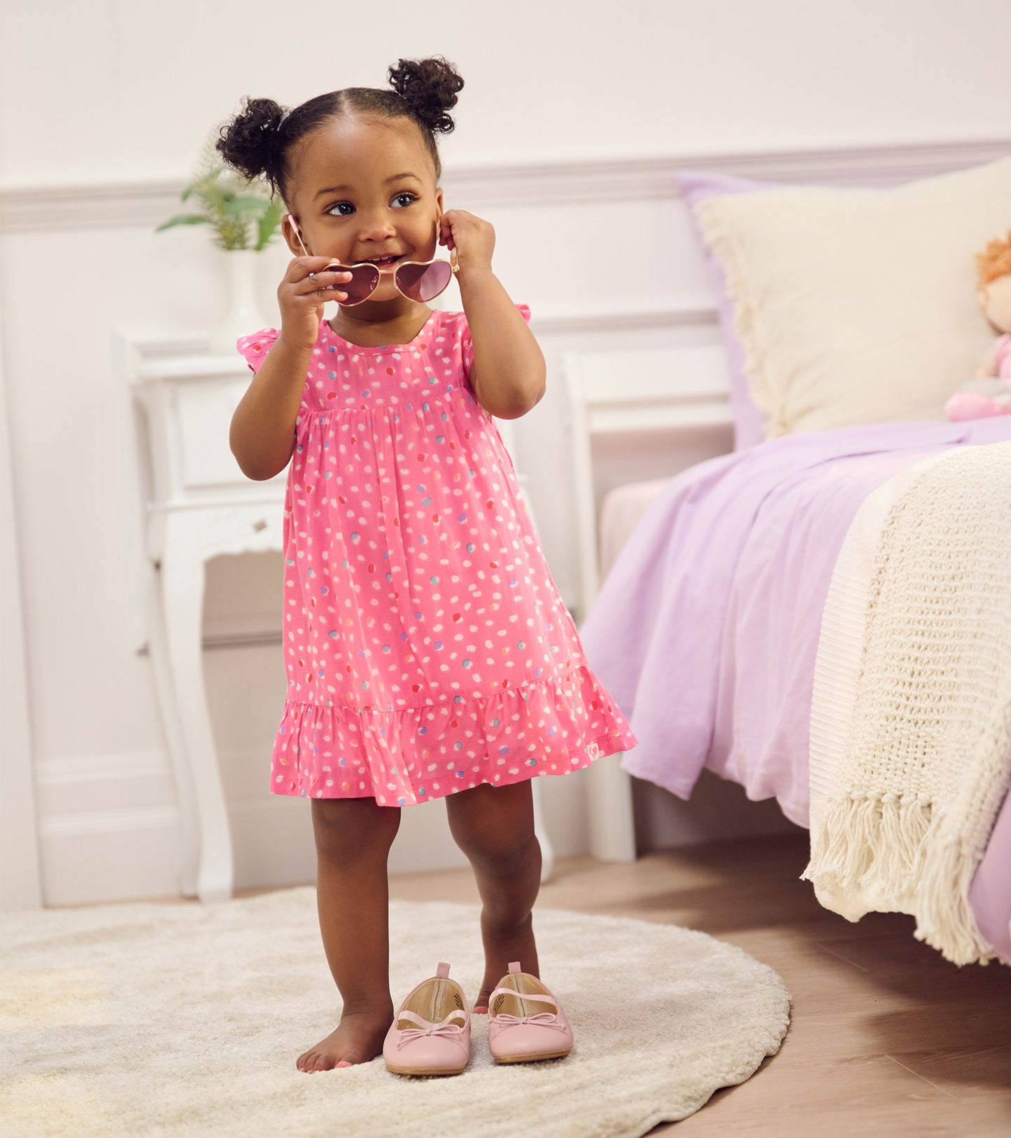 Robe volantée pour bébé et bambin – Multitude de petits pois