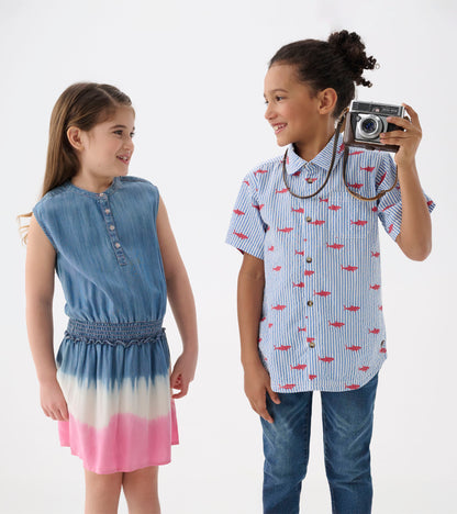 Boys Sjarl Silhouette Button Down Shirt