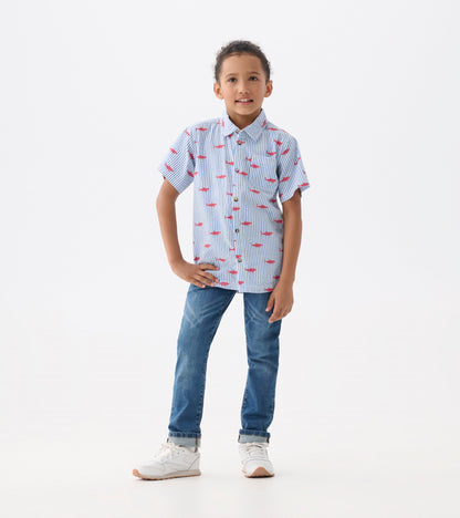 Boys Sjarl Silhouette Button Down Shirt
