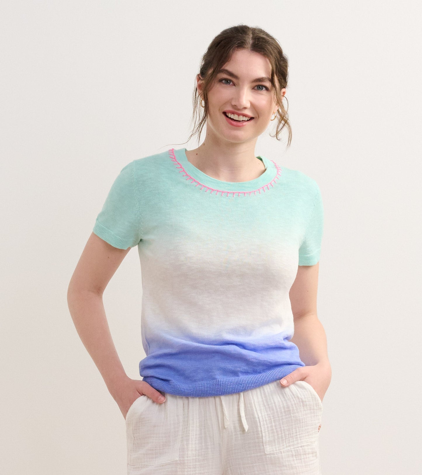 Simone Knit Tee - Ocean Dip Dye