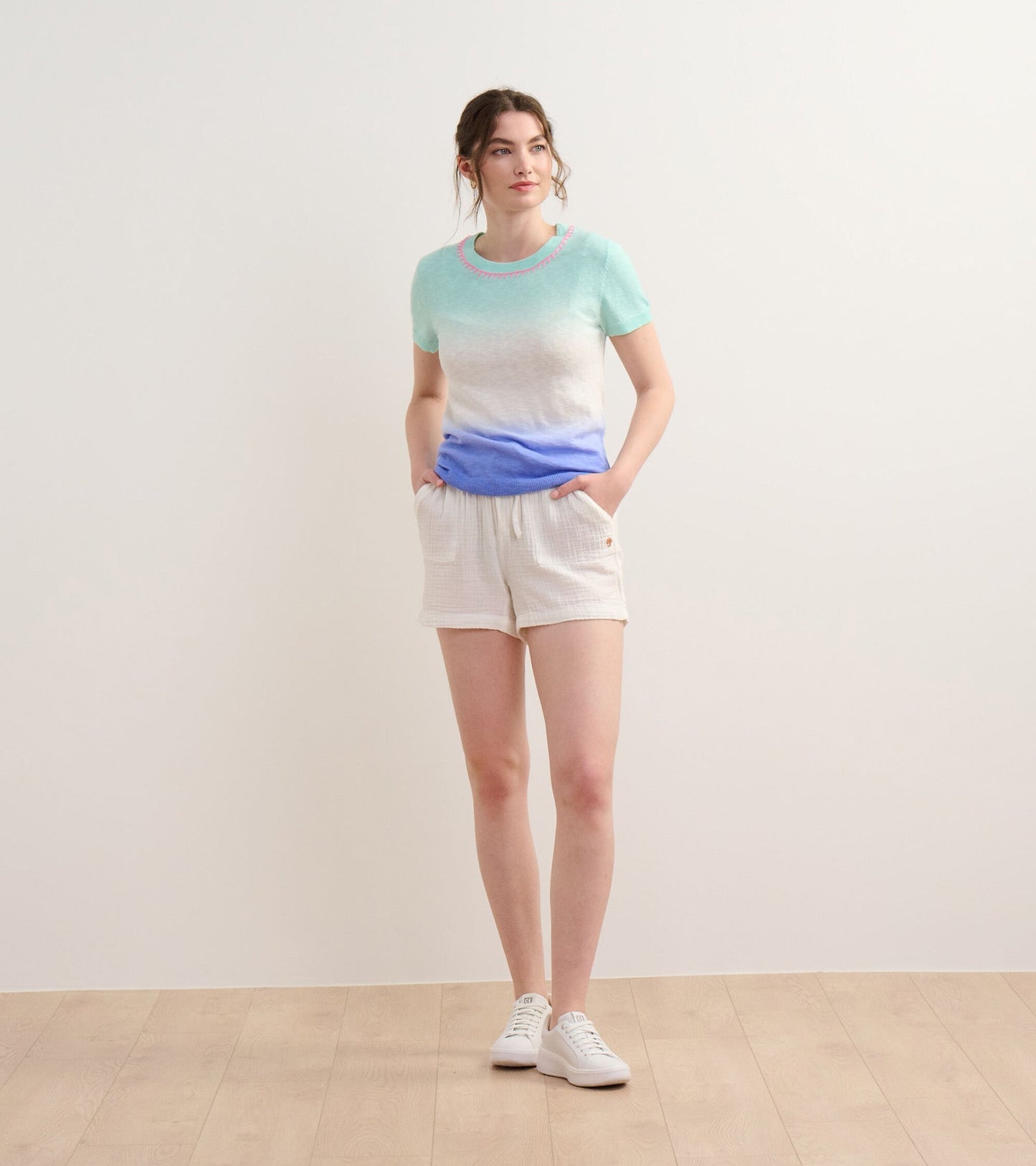 Simone Knit Tee - Ocean Dip Dye