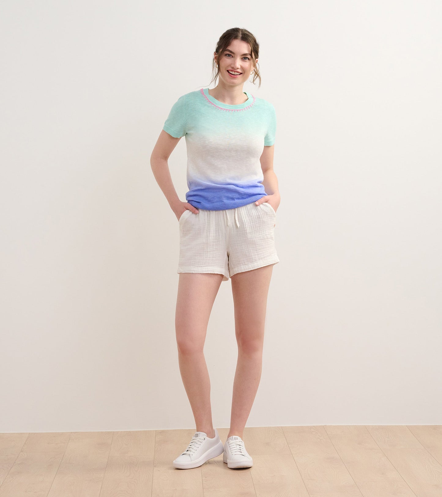 Simone Knit Tee - Ocean Dip Dye