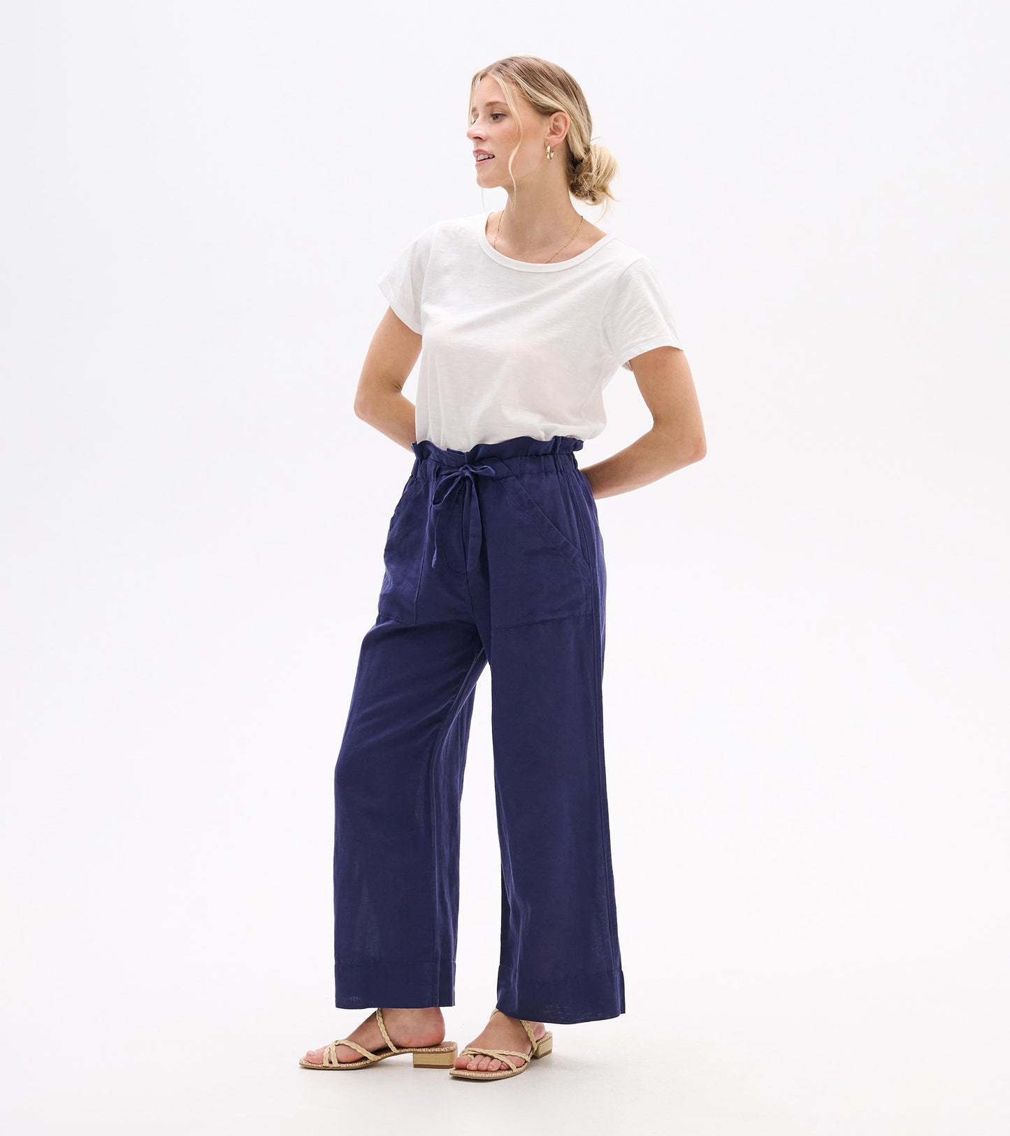 Pantalon noué sur le devant – Bleu patriote