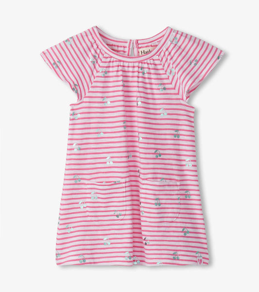 Robe passe-partout à mancherons raglan flottants pour bébé et bambin – Cerises sur rayures