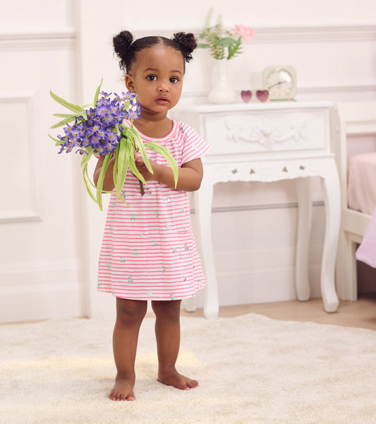 Robe à mancherons flottants raglan – Cerises sur rayures