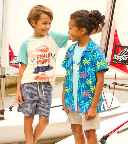 Boys Palm Trees Jersey Button Down