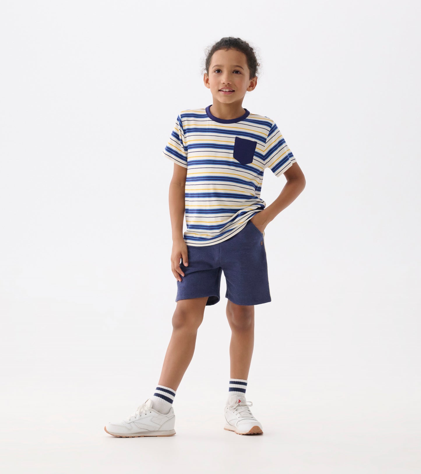 T-shirt en bambou – Rayures bleu patriote