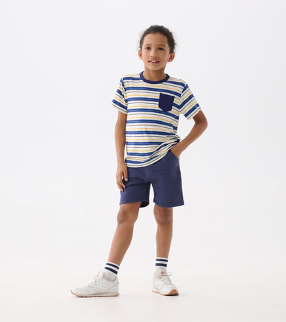 T-shirt en bambou – Rayures bleu patriote