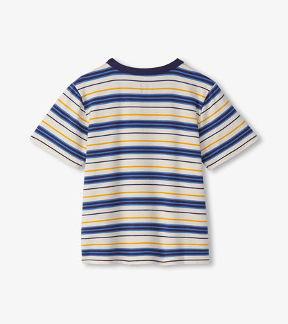 T-shirt en bambou – Rayures bleu patriote