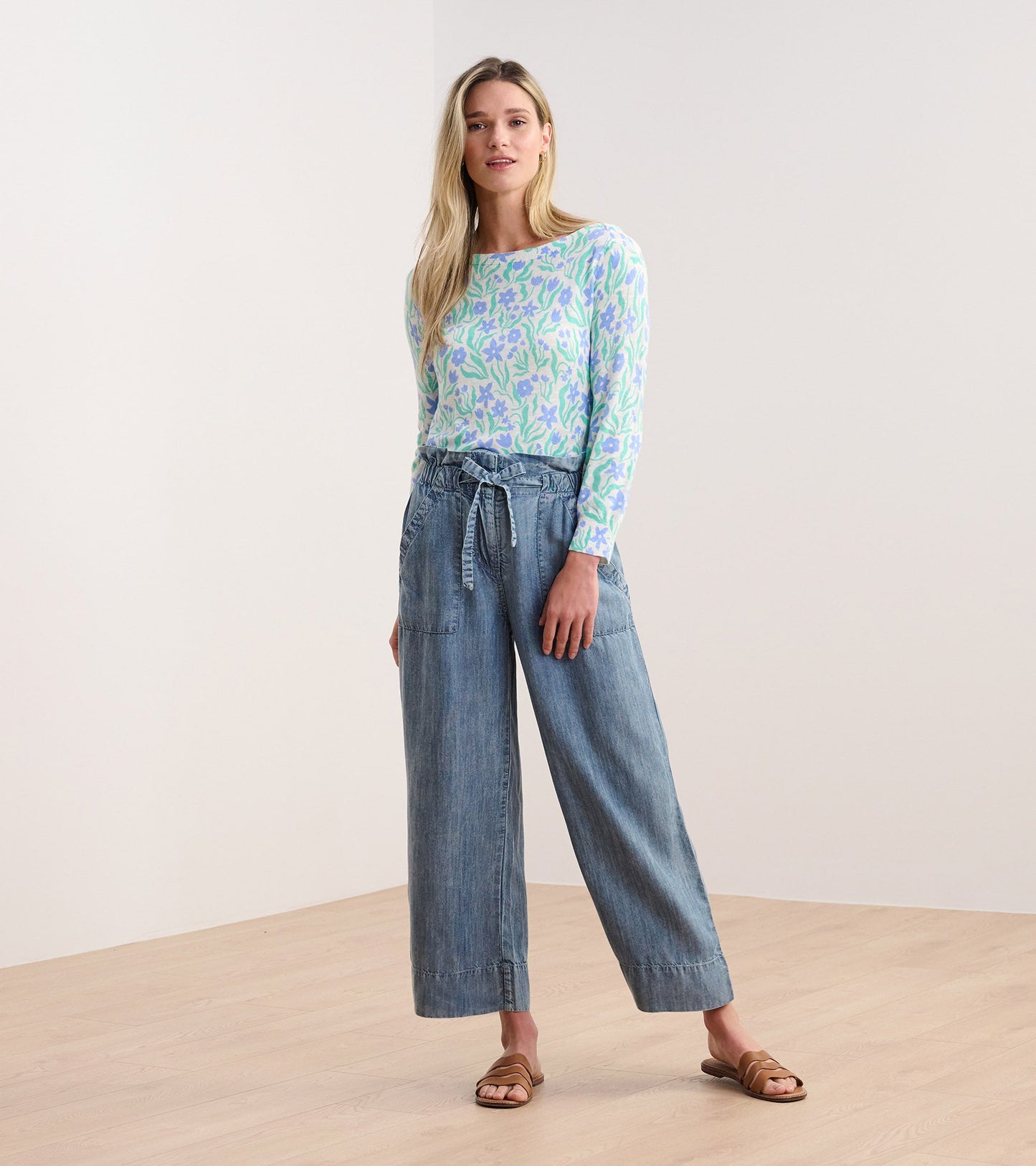 3/4 Sleeve Knit Breton - Painted Flowers