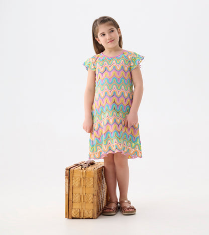 Girls Rainbow Waves Crochet Dress
