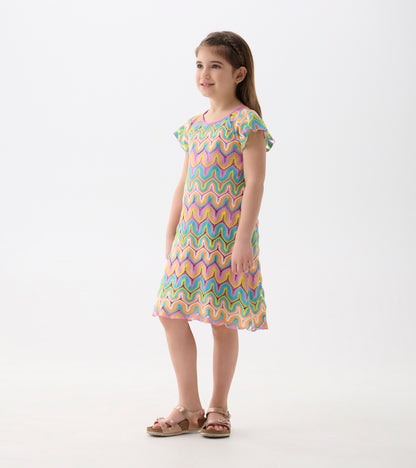 Girls Rainbow Waves Crochet Dress