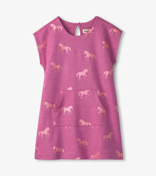 Girls Shimmer Horses Slouchy Dress
