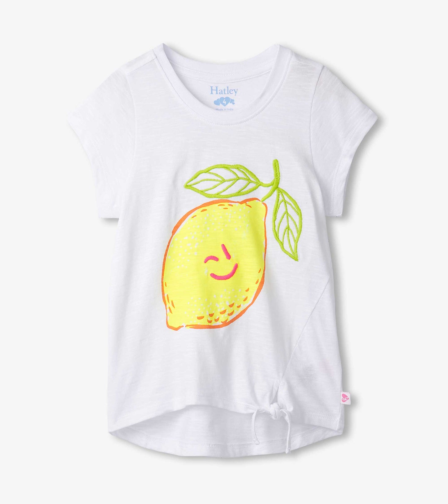 T-shirt noué sur le devant – Citron souriant
