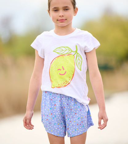 T-shirt noué sur le devant – Citron souriant