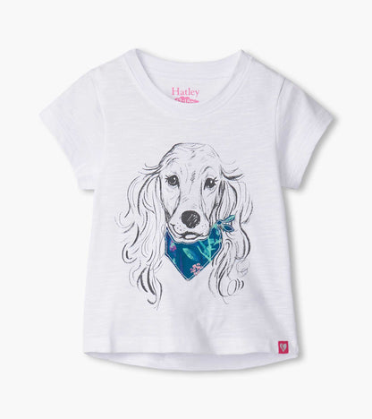 T-shirt à imprimé – Chiot à foulard fleuri