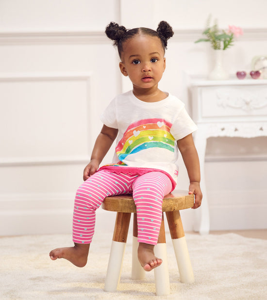 hatley T-shirt à bordure à œillets – Arc-en-ciel