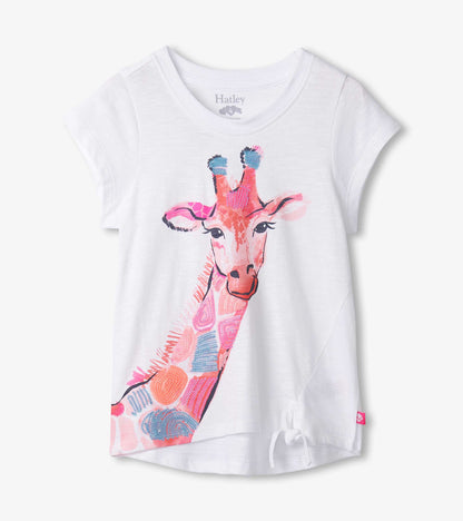 Girls Happy Giraffe Tie Front T-Shirt