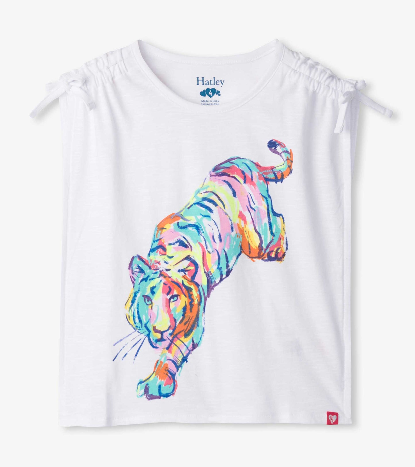 Girls Tiger Cinched Shoulder Top