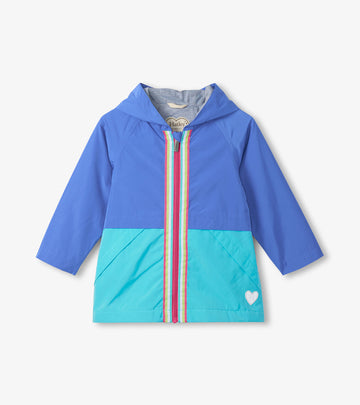 Blue Colourblock Jersey-Lined Rain Jacket